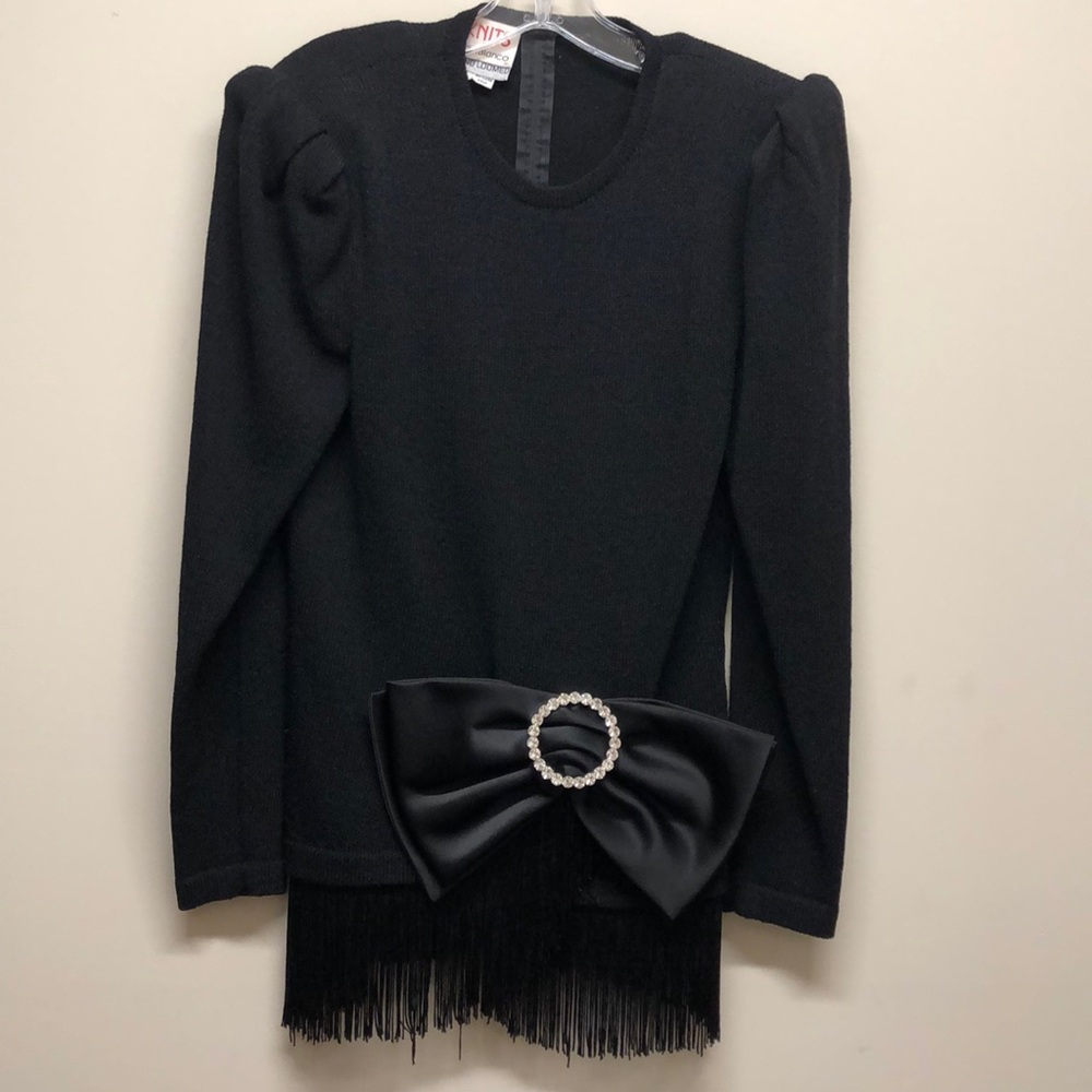 Vintage 2-pc black knit dress, size 8